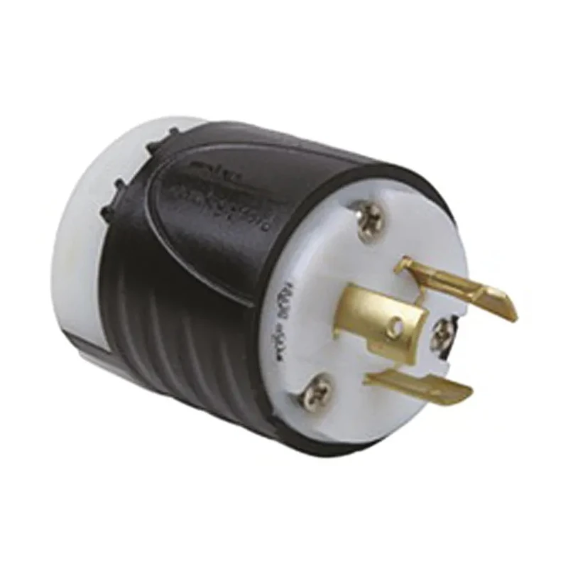PASS & SEYMOUR 20A 250V USA NEMA L6-20P Mains Plug Black White Nylon Cable Screw L620P