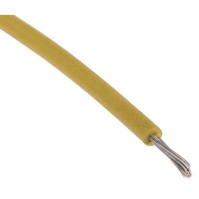 RS PRO Yellow 0.33 mm² Hook Up Wire, 22 AWG, 17/0.16 mm Core Strands, 100 m Length, Polyethylene Jacket, 6kV dc 873-8999
