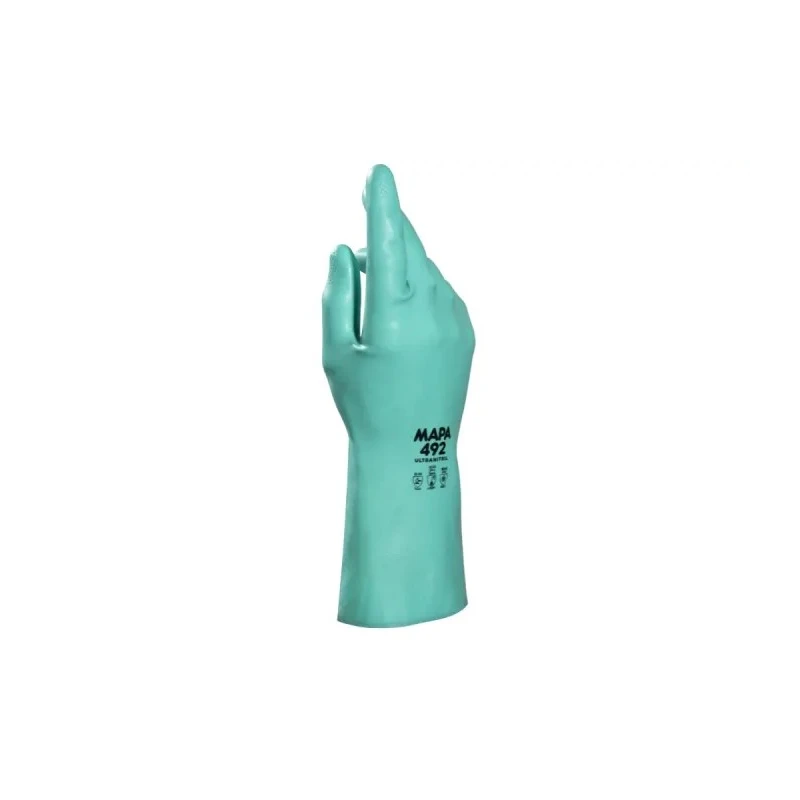 Mapa Green Nitrile Work Gloves Size 9 Chemical Resistant Coated 20 Pieces 492