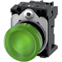 Siemens Panel Mount Green LED Pilot Light, SIRIUS ACT 3SU11 Series, 22 mm Cutout, 230V AC, IP20, Round 3SU1156-6AA40-1AA0