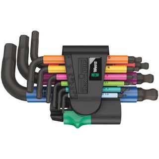 Wera 9 Piece L Metric Hex Key Set Stainless Steel Black Laser Finish Hex Size 1.5 to 10 mm 05133164001
