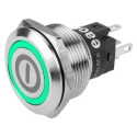 EAO Illuminated Push Button Switch, Latching, Panel Mount, 22.3 mm Cutout, SPDT, Green LED, IP65, IP67 82-6151.2133.B001