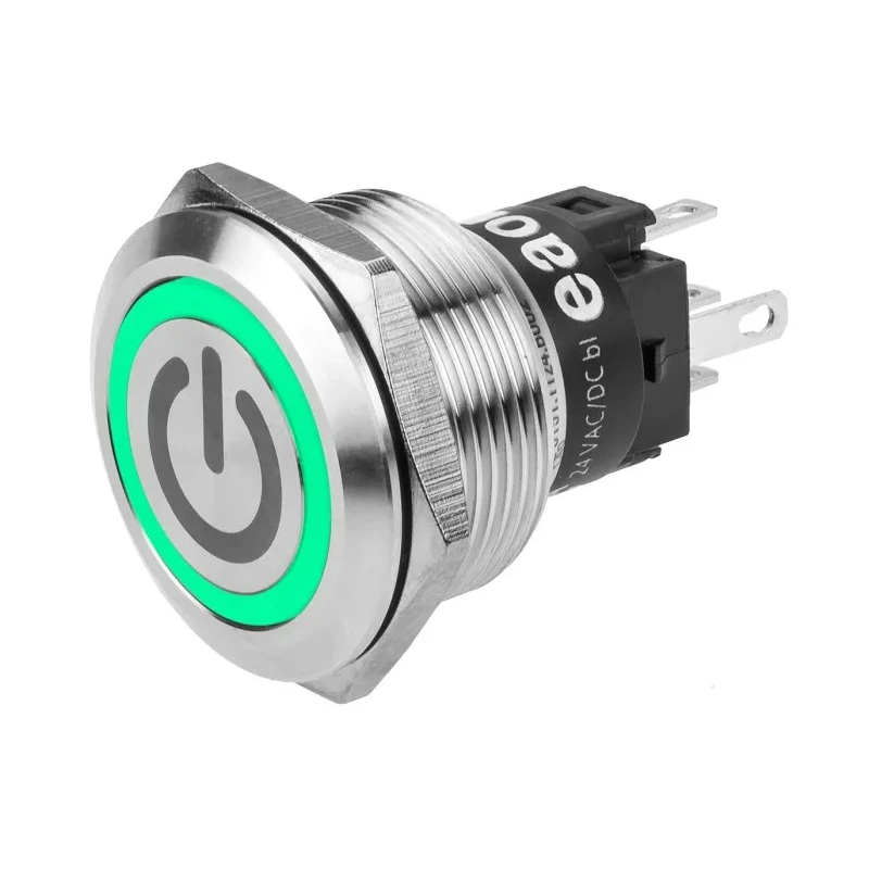 EAO Illuminated Push Button Switch Panel Mount Latching SPDT Green LED IP65 IP67 240V AC/DC 3A 35.5mm 82-6151.2134.B002