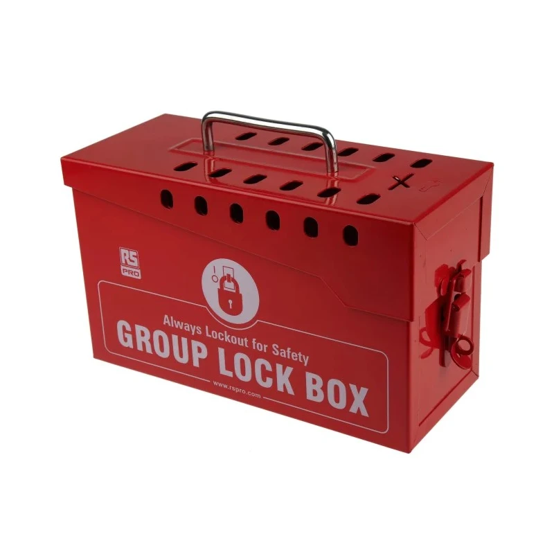 RS PRO 12 Padlock Lockout Station Red Polyvinyl Chloride Portable Safety Lock Box 110mm x 155mm 882-5942