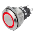 EAO Illuminated Momentary Push Button Switch Panel Mount 22.3 mm Cutout SPDT Red LED IP65 IP67 240V 36V AC 82-6651.1114