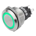 EAO Illuminated Latching Push Button Switch Panel Mount 22.3 mm Cutout SPDT Green LED IP65 IP67 240 V 36 V 82-6651.2134