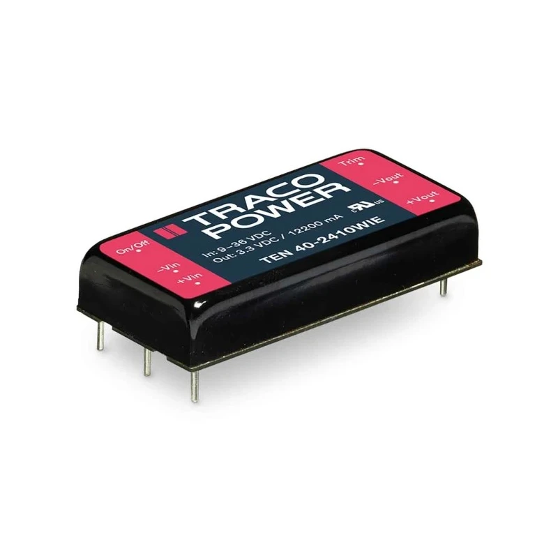 TRACOPOWER DC/DC Converter 12V 3.333A 75V DC Input 18V Input 40W Through Hole TEN 40-4812WIE