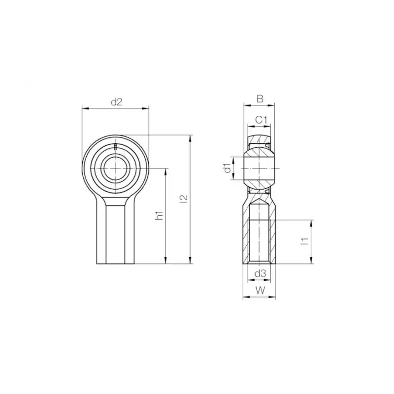 Igus Rod End M6 x 1 Female Igumid G, 6mm Bore, Dynamic Load 900N, Static Load 1800N, Overall Width 40mm KCLM-S-06-J-EK
