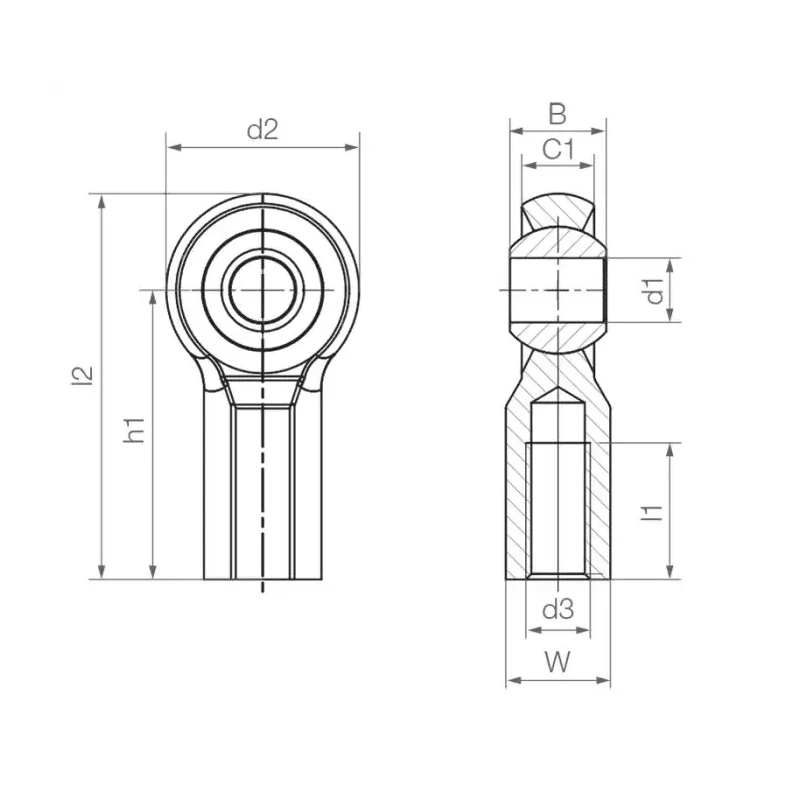 Igus Rod End M6 x 1 Female Igumid G, 6mm Bore, Dynamic Load 900N, Static Load 1800N, Overall Width 40mm KCLM-S-06-J-EK