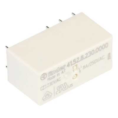 Finder PCB Power Relay 230V AC Coil 8A Switching Current DPDT 41.52.8.230.0000