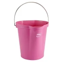 Vikan 12L Polypropylene Bucket with Stainless Steel Handle, Pink, 325x330x330mm 56861