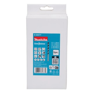 Makita Multi-Material Twist Drill Bit Set, Tungsten Carbide Tipped, 5-Piece, 5 mm to 12 mm D-30477