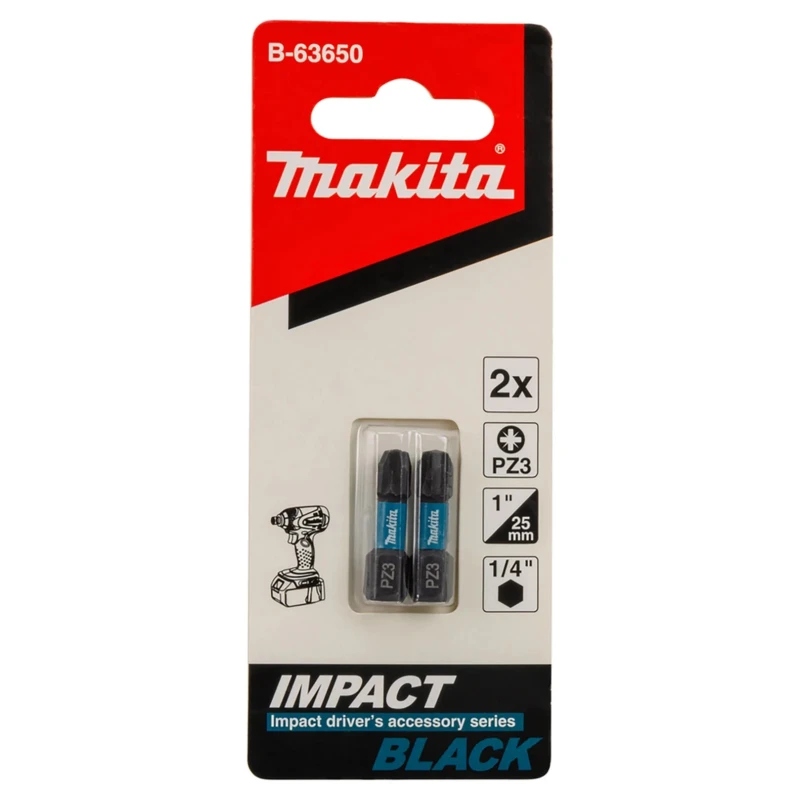 Makita Hex Screwdriver Bit with 6.35 mm Hex Drive, PZ3 Tip, 25 mm Overall Length B-63650