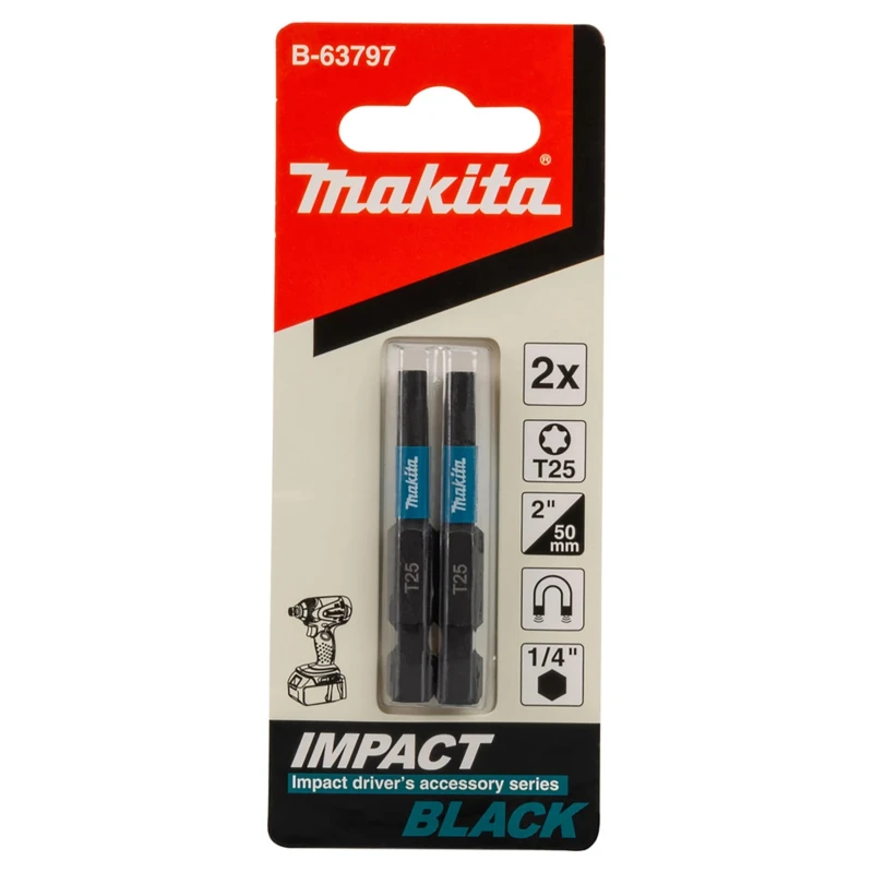 Makita Hex Screwdriver Bit, 6.35 mm Hex Drive, T25 Tip, 50 mm Overall Length B-63797
