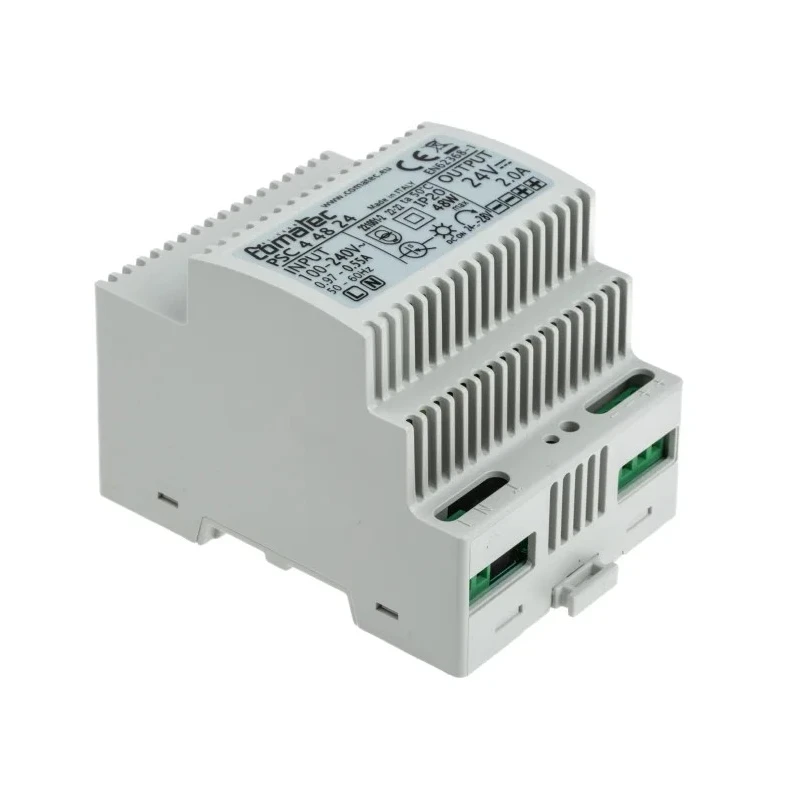 Comatec DIN Rail Power Supply 24V DC 2A Output, 48W, Universal AC Input 94–264V AC PSC4.48.24