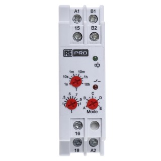 RS PRO DIN Rail Timer Relay 1-Contact Multifunction Valve Function 24 V DC/AC 240 V AC, 0.1 s to 10 h SPDT Switch 896-6850