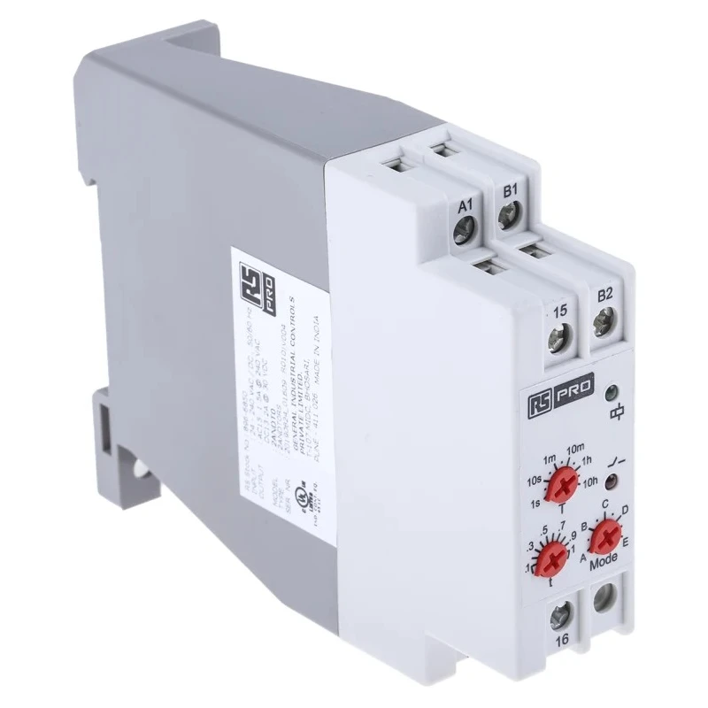 RS PRO DIN Rail Timer Relay 1-Contact Multifunction Valve Function 24 V DC/AC 240 V AC, 0.1 s to 10 h SPDT Switch 896-6850