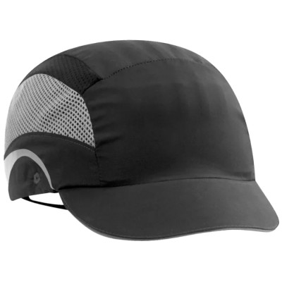 JSP Black High Density Polyethylene Short Peak Ventilated Bump Cap Adjustable Slip Ratchet AAF000-001-100