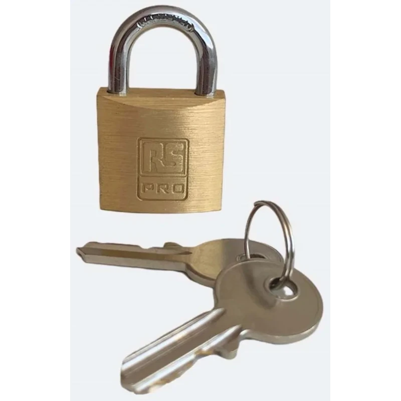 RS PRO Brass Body Stainless Steel Shackle Padlock 5 mm Shackle Diameter 14 mm Length 30 mm Width Keyed Alike 195-8240