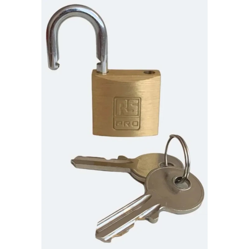 RS PRO Brass Body Stainless Steel Shackle Padlock 5 mm Shackle Diameter 14 mm Length 30 mm Width Keyed Alike 195-8240