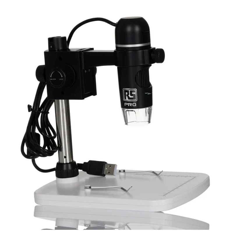 RS PRO USB Digital Microscope 20 X to 200 X Magnification Illuminated 5MP Camera 30fps Frame Rate 150 mm Working 196-4075