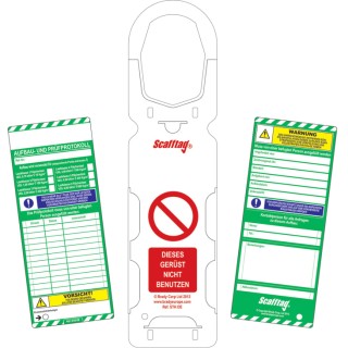 Brady Safety Scaffolding Tag Red on White German Language Kit with 1 Pen, Box 10 Holders, 20 Inserts SCAF-DE-STSH-A