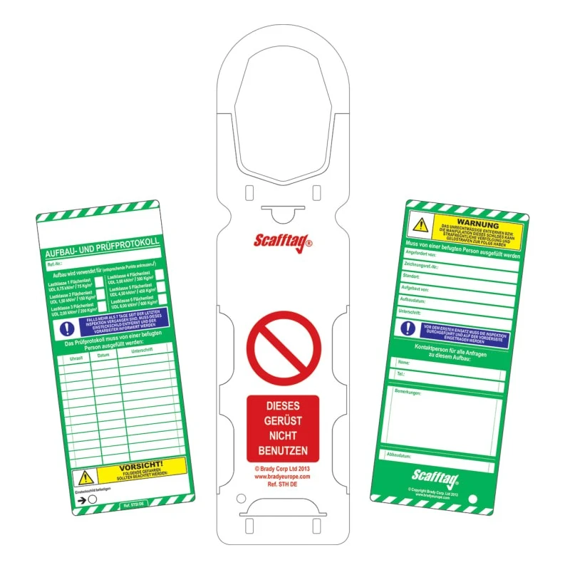 Brady Safety Scaffolding Tag Red on White German Language Kit with 1 Pen, Box 10 Holders, 20 Inserts SCAF-DE-STSH-A