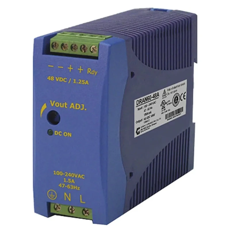 Chinfa Single Output DIN Rail Power Supply 264V AC Input 12V DC 5A Output 60W DRAN60