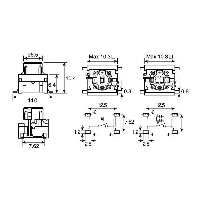 MEC IP67 Blue Tactile Switch Push Button, 10.4 mm Actuator Length, SPST 50mA 24V DC Surface Mount IP67 4F Series 