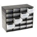 RS PRO Drawer Storage Unit 20 Polypropylene 210 mm x 270 mm x 130 mm Black 909-7000
