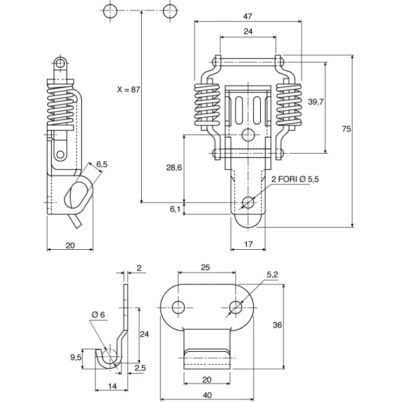 Savigny Stainless Steel Spring Loaded Toggle Latch 75 mm Length 47 mm Width 20 mm Depth 40022 IB