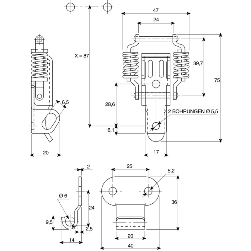 Savigny Stainless Steel Spring Loaded Toggle Latch 75 mm Length 47 mm Width 20 mm Depth 40022 IB