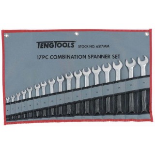 Teng Tools 17-Piece Chrome Vanadium Steel Ring Spanner Set 6 To 22 mm 6517MM