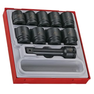 Teng Tools 10-Piece 3/4 in 6 Point Impact Socket Set, Chrome Molybdenum Steel, Blackened Finish TTD9416