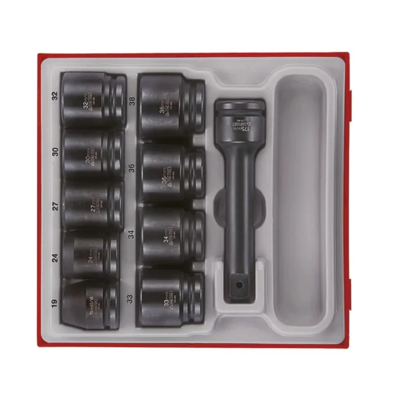 Teng Tools 10-Piece 3/4 in 6 Point Impact Socket Set, Chrome Molybdenum Steel, Blackened Finish TTD9416