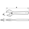 Bahco 20 mm Jaw Capacity Adjustable Spanner, 155mm Overall Length, Alloy Steel, Chrome Finish 8070 C