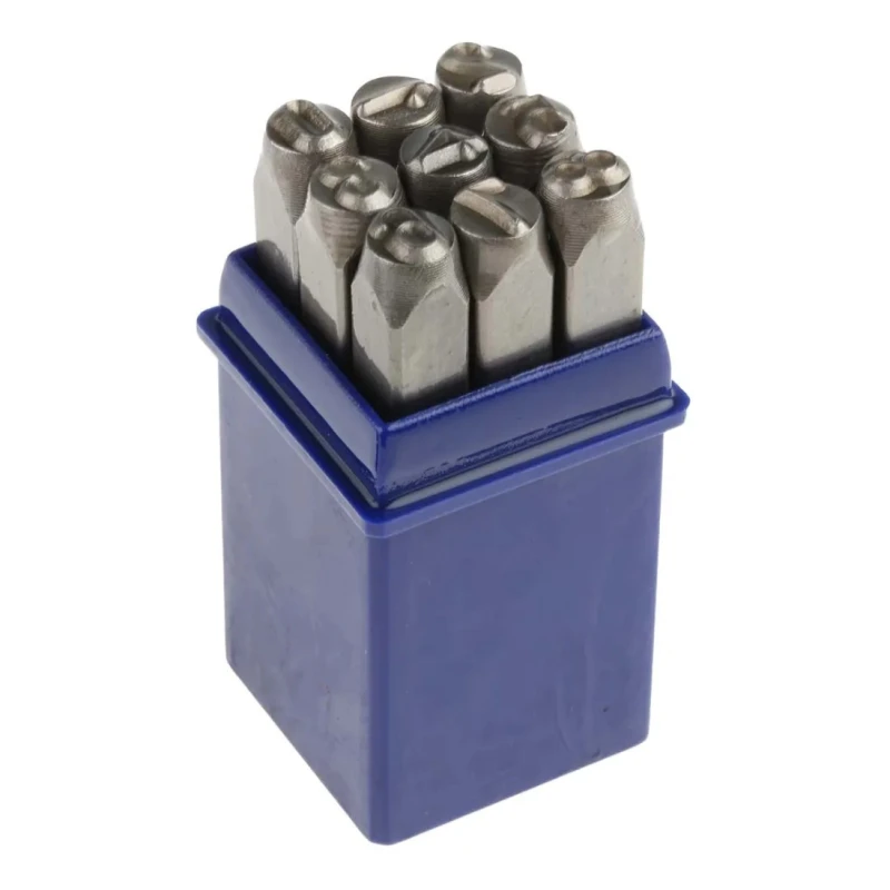 RS PRO Engraving Punch Set 6 mm Character Height, 9 Pieces, Punch Length 64 mm, Punch Width 8.8 mm, Model 251-788