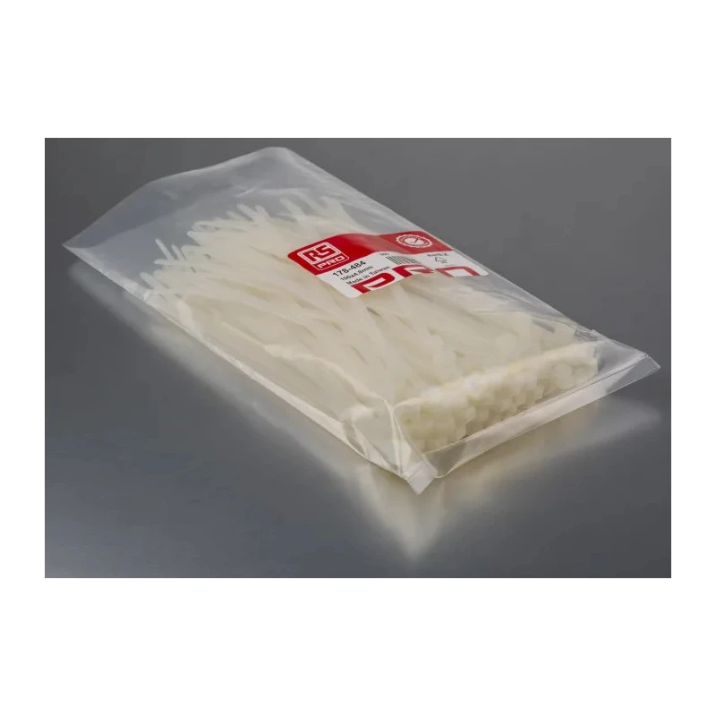 RS PRO Cable Tie Non-Releasable, Natural Polyamide 66, 190 mm x 4.8 mm, Flame Retardant, UL 94 V-2, Model 178-484