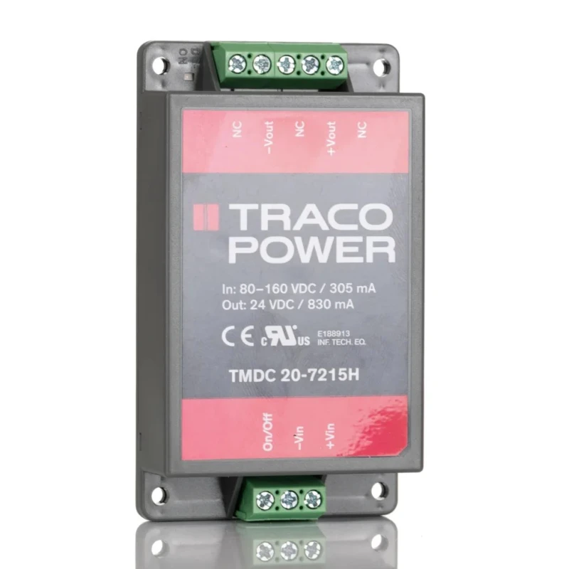 TRACOPOWER DC/DC Converter, 24V Output, 160V Max Input, 830mA Output Current, 20W Power, Chassis Mount TMDC 20-7215H