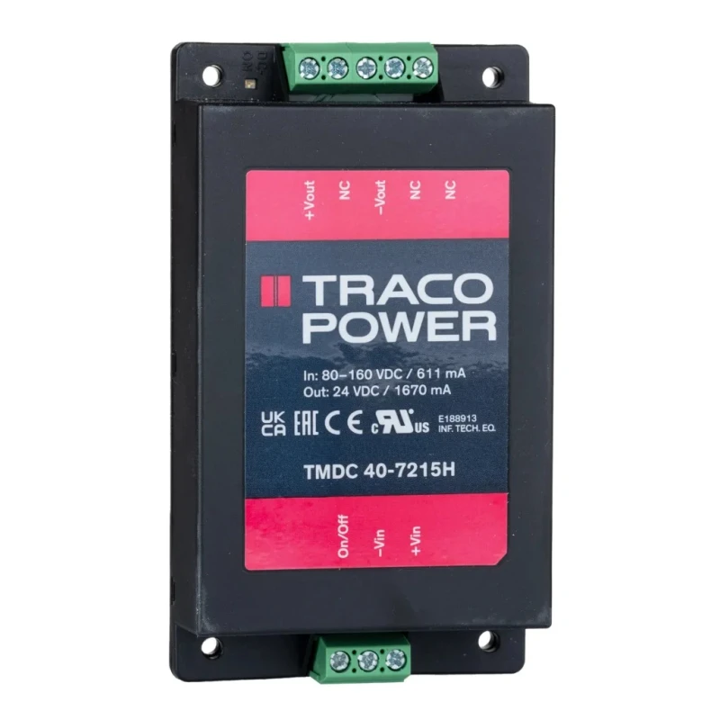 TRACOPOWER Isolated DC/DC Converter 24V Output, 80 to 160V DC Input, 1.67A, Chassis Mount, 40W, 75°C Max TMDC 40-7215H