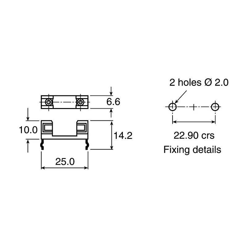 Bulgin 6.3A PCB Mount Fuse Holder for 5 x 20 mm Fuse, 250V AC FX0321