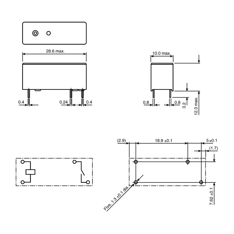 Omron PCB Power Relay, 12V DC Coil, 10A Switching Current, SPST Contact Configuration G6RL-1A DC12