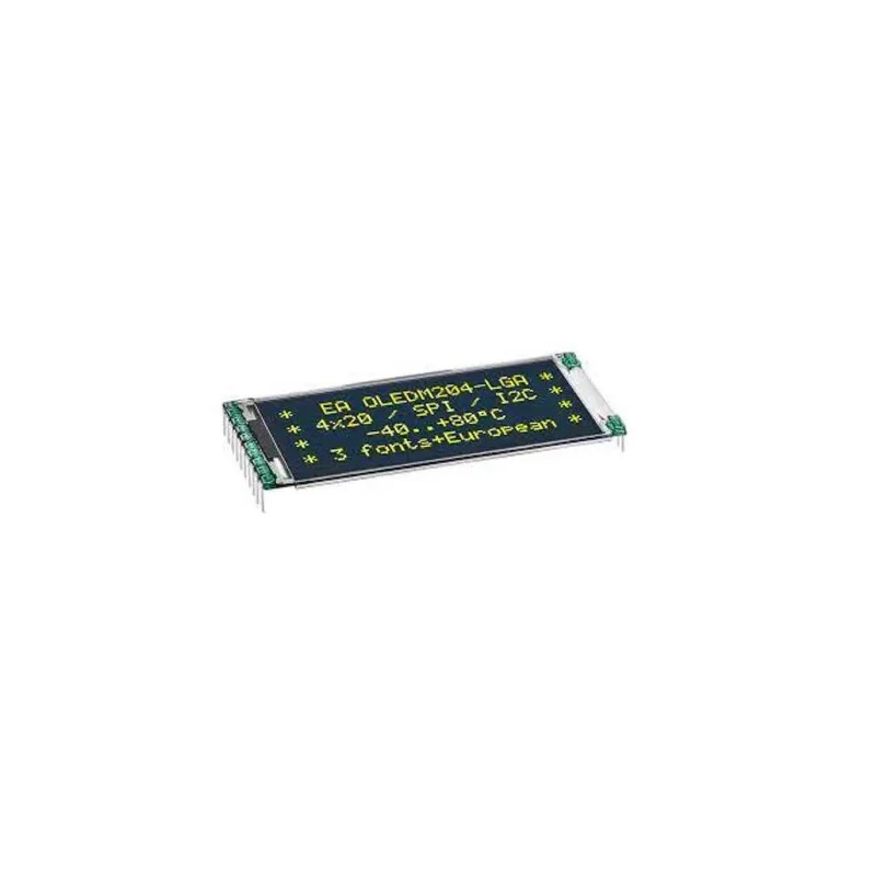 Display Visions 2 in Yellow OLED Display 4 x 20 pixel Graphics I2C/SPI EA OLEDM204-LGA