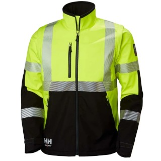 Helly Hansen Unisex Hi Vis Softshell Jacket White Black Yellow Green XL ICU 74272_369-XL