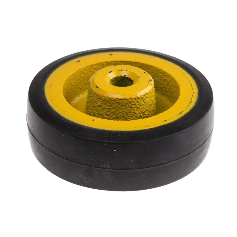 RS PRO Black, Yellow Rubber Trolley Wheel 100kg Load Capacity, 100mm Diameter, 35mm Width, Cast Iron Hub 201-2601