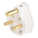 MK Electric 5A UK Mains Plug White Cable Polyvinyl Chloride Urea Formaldehyde Screw 505 WHI