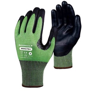 Skytec Black, Green Nitrile Foam Work Gloves Size 9 Cut Resistant Lightweight BMG784