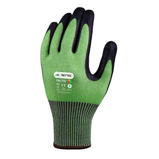 Skytec Tricolore RangeTM Black Green Foam Nitrile High Performance Polyethylene Nylon Steel Fibre Work Gloves SKG00016E