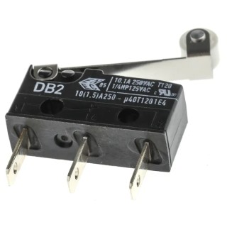ZF Roller Lever Micro Switch with Tab Terminal, 10.1A, 250 V AC, SPDT, IP50 DB2C-B1RC