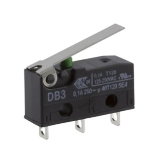 ZF Short Lever Micro Switch, Solder Terminal, 100mA, 250 V AC, SPDT, IP50 DB3C-A1LB